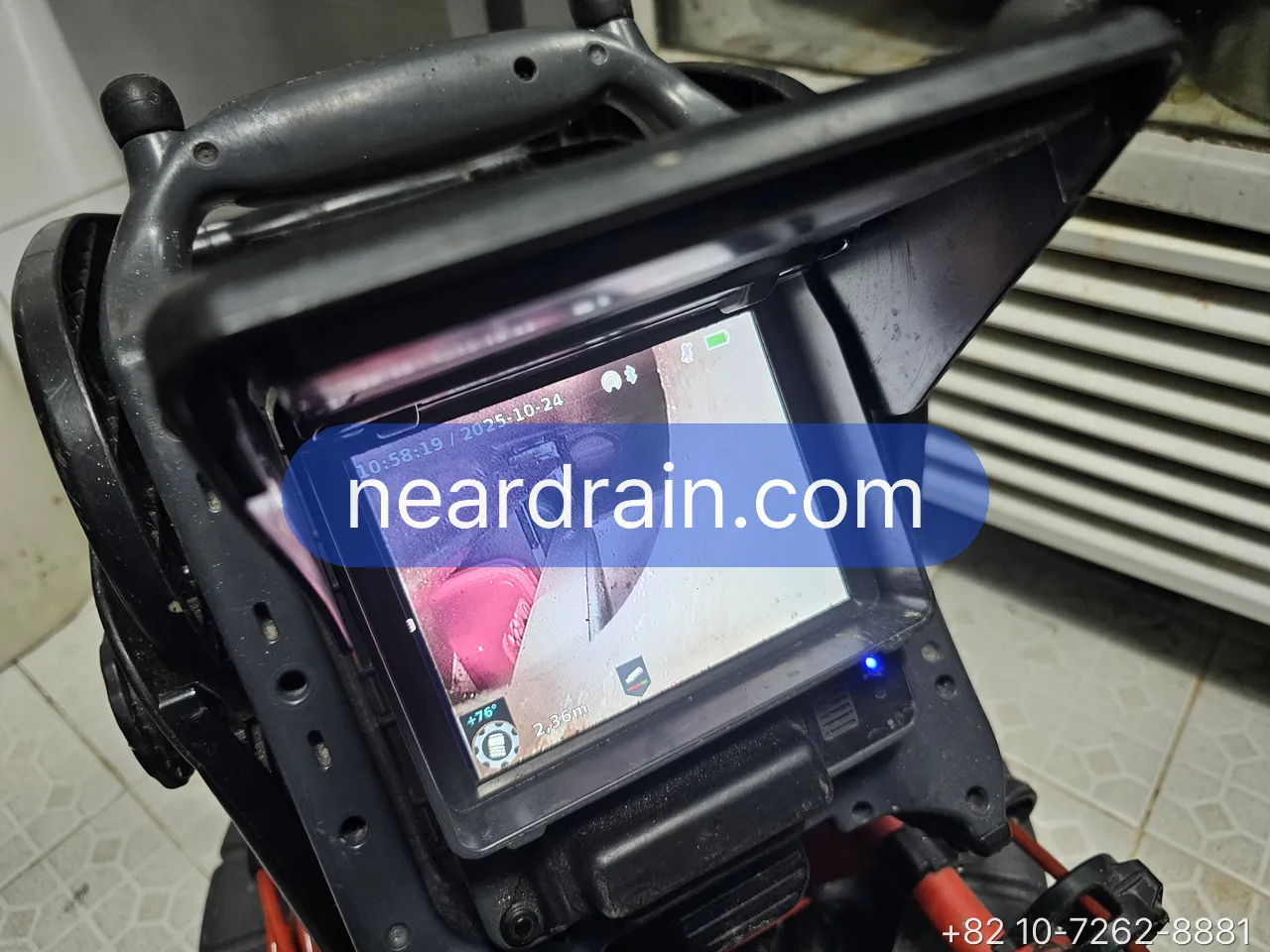 Camera monitor during a bathroom line inspection